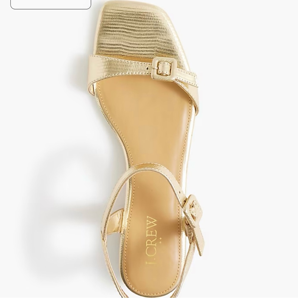 NIB J Crew Lizard Embossed Ankle Strap Sandals Gold 6 - Picture 3 of 14